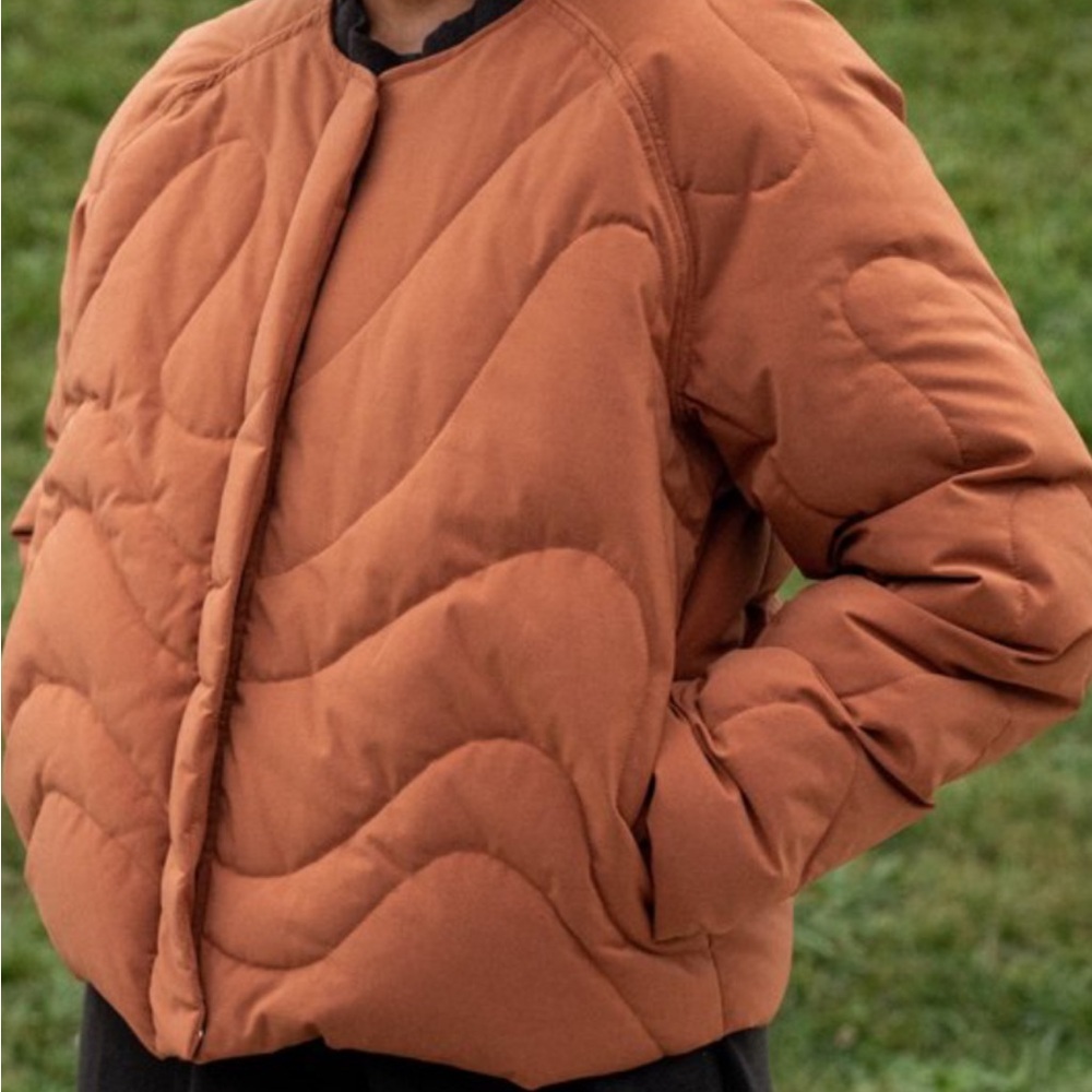 Paloma Wool Rust Cropped Quilted Puffer Jacket